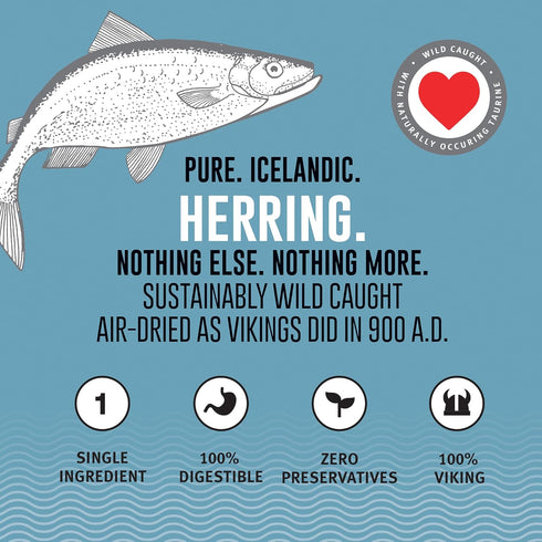 Icelandic+ Whole Fish Herring Dog Treats, 9oz Bag, Pure Wild-Caught & Air-Dried, Single Ingredient Snack