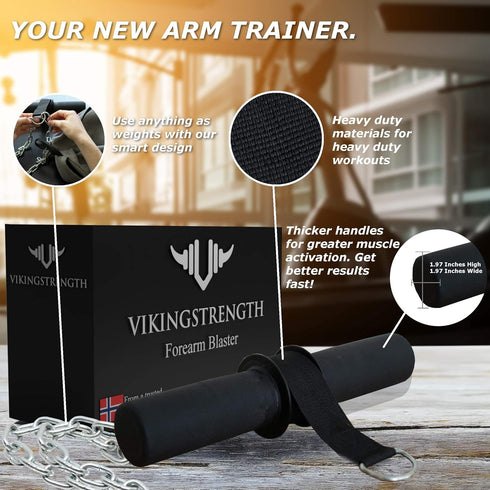 Vikingstrength Forearm Blaster - Thick Handle Forearm Strengthener Exercise Equipment for Muscle Building