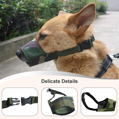 Dog Muzzles Suit, 7 PCS Adjustable Safety Muzzles for Small Medium Large Dogs, Anti-Biting and Anti-Barking (Camouflage)