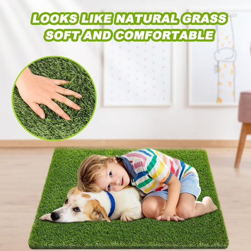 Fezep 2 Pack 26"x30" Dog Grass Pee Pads, Reusable Artificial Grass Turf Rug for Puppy & Cats, Washable Fake Grass Mat