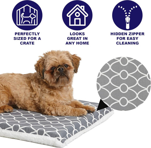 Midwest Homes for PetsQuiet Time Teflon Defender Dog Beds; Pet Beds Designed to Fit Folding Metal Dog Crates, Gray & White Geometric Pattern, 24-Inch