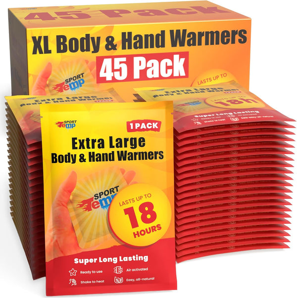 Large Hand & Body Warmers - Up to 18 Hours of Heat,