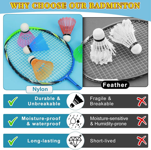 Hysagtek 12 Pcs Badminton Shuttlecocks - Indoor Outdoor Sport Ball for Training Exercise Gym Fitness Game