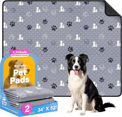 X.P.Made Washable Pee Pads for Dogs, 2 Pack Reusable Puppy Pads, Waterproof Pet