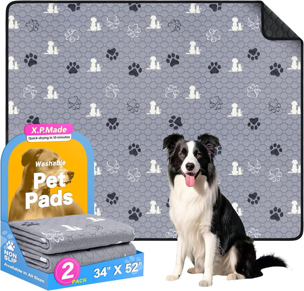 X.P.Made Washable Pee Pads for Dogs, 2 Pack Reusable Puppy Pads, Waterproof Pet