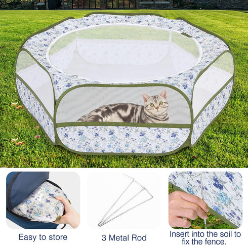 3 Pawaboo Small Animals Playpen, Waterproof Small Pet Cage Tent with Zippered Cover, Portable Outdoor Yard Fence
