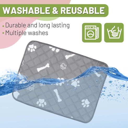 Washable Pee Pads for Dogs, 18'' x 24" Reusable Puppy Pads for Training, Housebreaking, 2 Pack with Waterproof Bottom