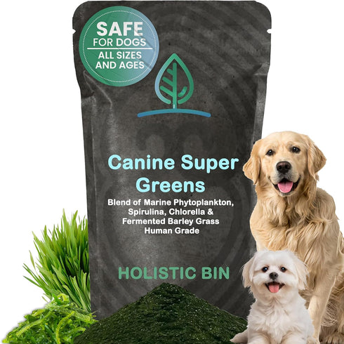 HOLISTIC BIN Canine Super Greens, Plant-Based Nutritional Dog Multivitamin for Skin, Coat, Bone & Digestive Health