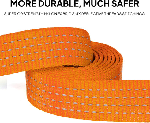 TwoEar 6FT Reflective Dog Leash, Comfortable Soft Padded Handle, Heavy Duty Nylon for Small Medium Large Dogs, Orange