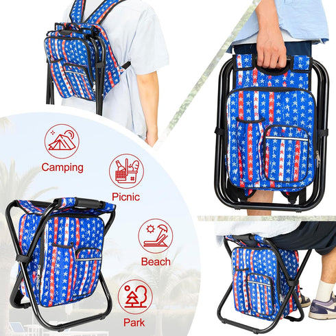 Backpack 300 LBS Backpack Kikerike Stool Cooler Chair Heavy Duty Max Load Portable Lightweight Stool Folding Fishing