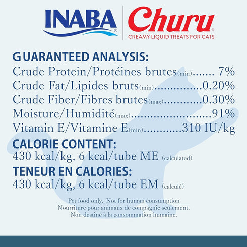 INABA Churu Tuna with Salmon Recipe Lickable Creamy Purée Cat Treats - 24 Tubes