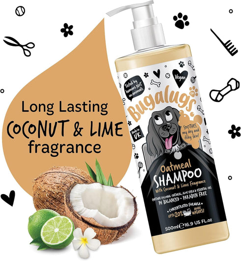 Oatmeal & Aloe Vera Dog Shampoo, Professional Vegan Pet Shampoo & Conditioner for Smelly Dogs