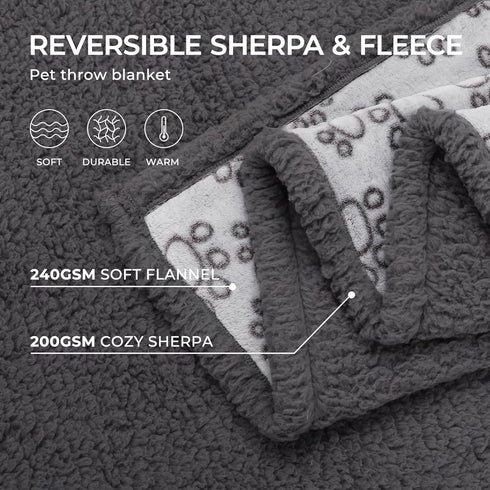 Luciphia Waterproof Pet Blankets, Liquid Pee Proof Washable Soft Fluffy Large Dog Blanket, Grey Small (40" x 28")
