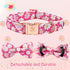 Elegant Little Tail Dog Collar with Bow, Pink Floral Adjustable Collar for X-Large Dogs