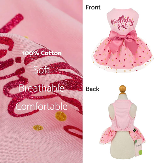 Fitwarm Dog Tulle Dress for Birthday Girl, Pink, Large, Dog Clothes for Small Dogs Girl, Cat Apparel