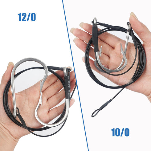 400LB Shark Rigs Stainless Steel Twin Fishing Hooks Nylon Coated Cable Leader Rigging Saltwater Sea Fishing Double Drop