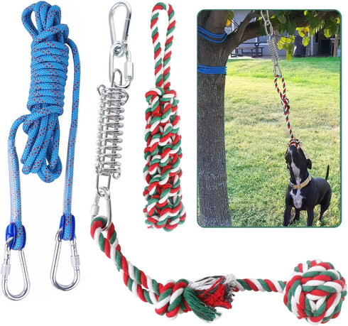 HOPET Dog Outdoor Bungee Solo Hanging Toy - Durable Interactive Tug Toy for Small Large Aggressive Chewers
