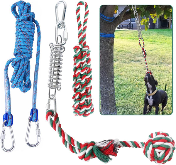 HOPET Dog Outdoor Bungee Solo Hanging Toy - Durable Interactive Tug Toy for Small Large Aggressive Chewers