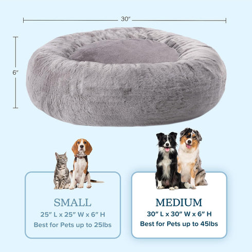 PETMAKER Donut Dog Bed - Medium Pet Bed with Removable Washable Cover and Anti-Slip Bottom (Gray)