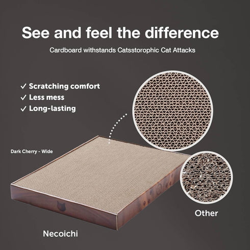 Necoichi Cardboard Cat Scratcher Bed - Cat Scratching Board (16" Wide, b.Dark Cherry Lounge)
