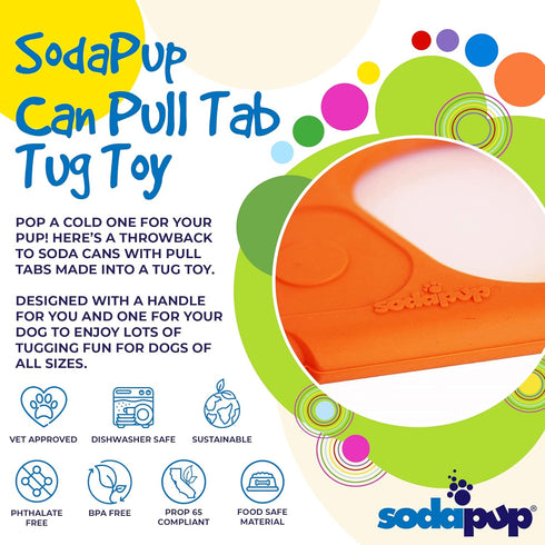 SodaPup Can Pull Tab - Durable Interactive Dog Tug Toy Made in USA from Non-Toxic Natural Rubber Material