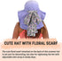 Solaris Women's Floral Scarf Wide Brim Sun Hat, Foldable UV Protection Cap with Neck Flap for Garden Beach Hiking
