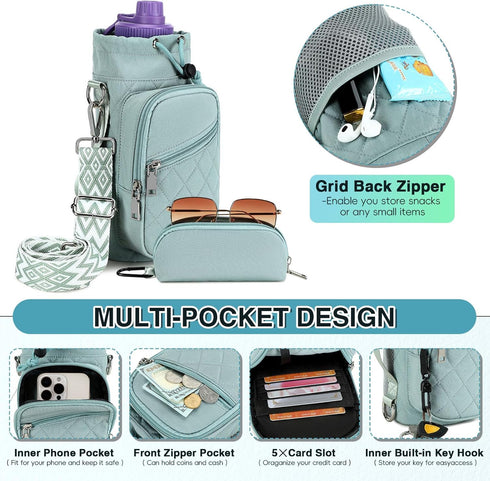 Crossbody Water Bottle Holder Bag with Strap for Hiking and Cycling - AGLOD