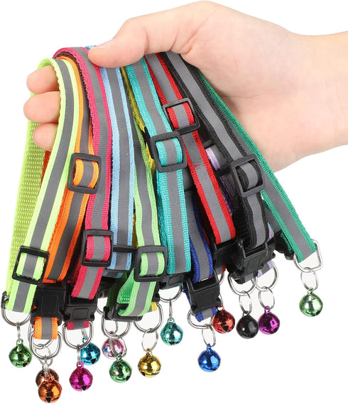 42 Pcs Puppy Collars for Litter Puppy ID Collar with Bell 7.5-12.6 Inch Adjustable Collars for Newborn Dog Cat Nylon Safety Cat Collar for Cats Dogs Pet Supplies (Reflective)