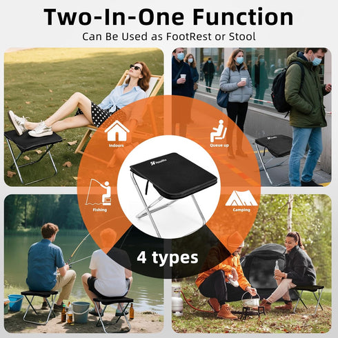 Howillto 16in 280lbs, Camping Stool, Tall Portable Folding Stool with Carry Bag, Upgraded Ultralight Chair with Roomy