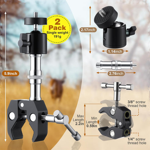 HappyAlley 2pcs T Post Trail Camera Holders, Trail Camera Mounting Bracket, Adjustable Trailcam Holder for Hunting