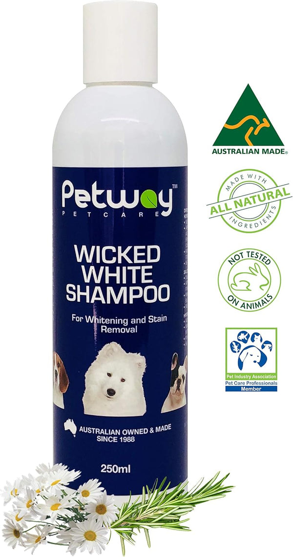 Petway Petcare Wicked White Whitening & Stain Removal Shampoo for Dogs - Deep Cleanse, 250ml