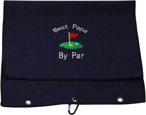 JXGZSO Dad Golf Towel, Embroidered Golf Gift with Clip - Papa Dark Blue