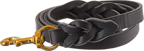 Ray Allen Mfg Signature K9 Braided Leather Leash, 4-Feet x 3/4-Inch, Black