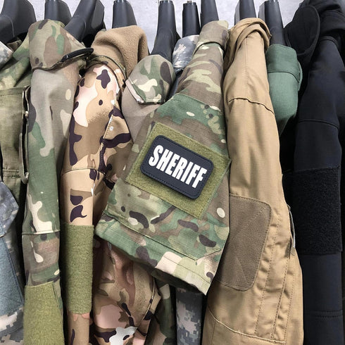 Sheriff Patch 3×2 inches PVC Patch with Hook Fastener Back for Hats, Caps, Vest, Bags, Backpacks (All Black and White)