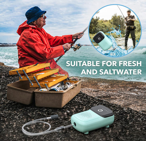 Skywin Portable Aerator for Fish, USB Rechargeable Live Bait Aerator for Buckets, Coolers, Aquariums