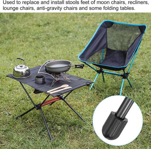 0.59 Inch 4 Pack 0.59" PATIKIL Chair Feet Replacement, Non-Slip Plastic Outdoor Camping Chair Leg Tips Cap Folding