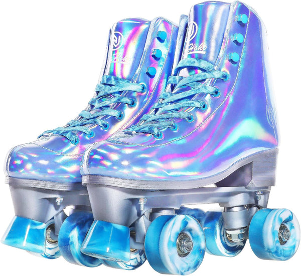 JajaHoho Roller Skates for Women, Very Peri Blue Holographic High Top Faux