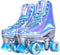 JajaHoho Roller Skates for Women, Very Peri Blue Holographic High Top Faux