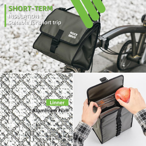 ROCKBROS Bike Bag, 4L-7L Adjustable Capacity Bicycle Bag for Brompton Folding Bike, Waterproof Front Storage Bag
