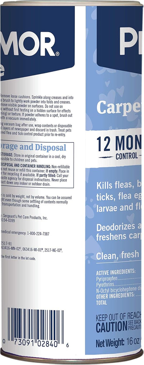 PETARMOR Home Carpet Powder for Fleas and Ticks, Protects Your Home, Deodorizes Carpets, 16 Ounce