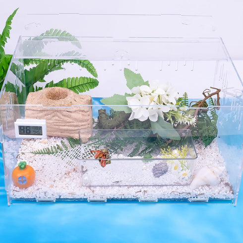 2 Pack Large Hermit Crab Water Tank, Pool with Climbing Ramps for Medium or Large Hermit Crab Habitat