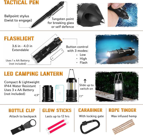 Survival Kit - 265 Pcs First Aid Kit, Bug Out Bag, Emergency Outdoor Gear, Molle System, Camping Accessories