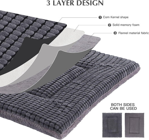 BVAGSS Reversible Dog Crate Pad 24''x18'' Light Grey, Memory Foam Dog Bed, Washable Pet Cushion for Small Dogs