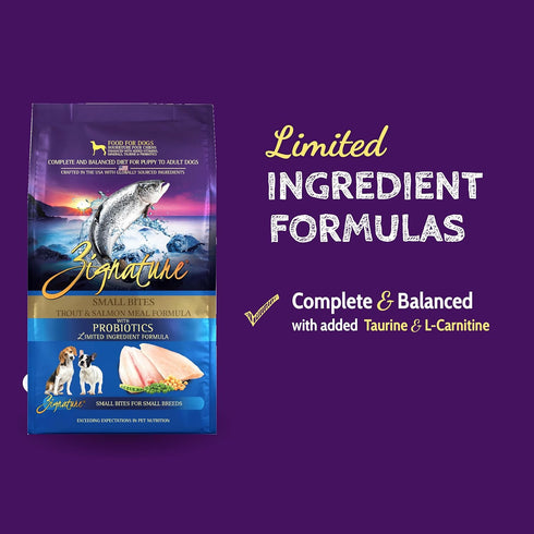 Zignature Trout & Salmon Limited Ingredient Formula Small Bites Dry Dog Food, 12.5lb