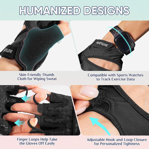 SIMARI Workout Gloves for Women Men with Full Palm Protection, Strong Grip, Cushion Impact, Breathable, Suitable