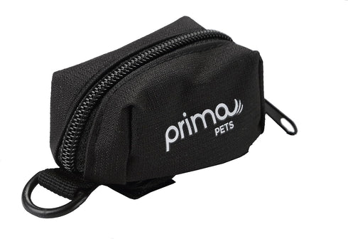 Dog Poop Bag Holder with Leash Attachment, Black - Includes 1 Roll of Poop Bags, Lightweight Fabric Dispenser