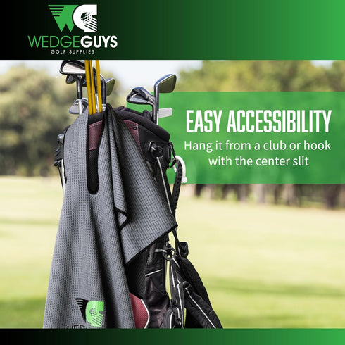 Wedge Guys Large Microfiber Golf Tour Towel, 40" x 17", Soft & Tough Waffle Caddy Towel for Golf Bag