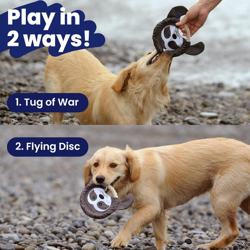 Flying Disc Tug-of-War Toy, Eco-Friendly Squeaker Toy for Medium and Large Dogs, 8.5" Diameter