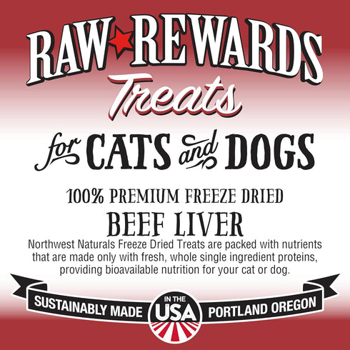 Northwest Naturals Raw Rewards Freeze-Dried Beef Liver Treats - Healthy, 1 Ingredient, Human Grade Pet Food, 3 Oz (Pack