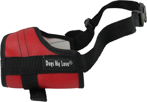 Adjustable Dog Muzzle, 6 Sizes, Red, S: 6.5"-9" Snout Circumference